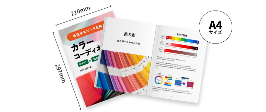 A4サイズと無線綴じ冊子イメージ