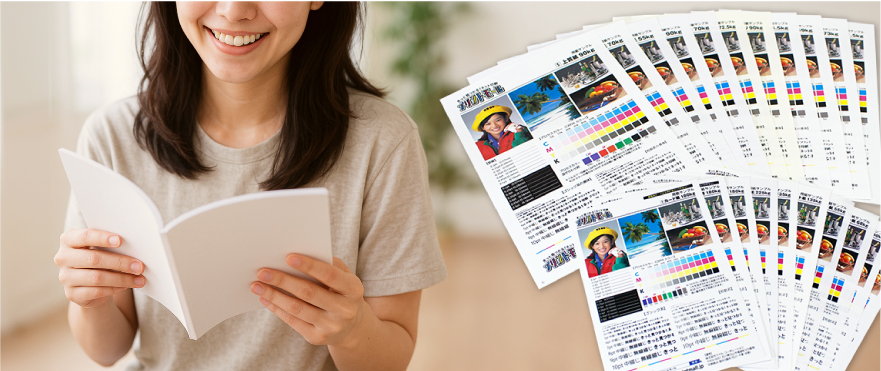 用紙サンプルで実際に仕上りや質感を確認