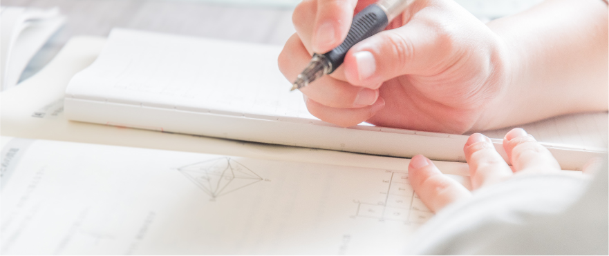 問題集を解く手元