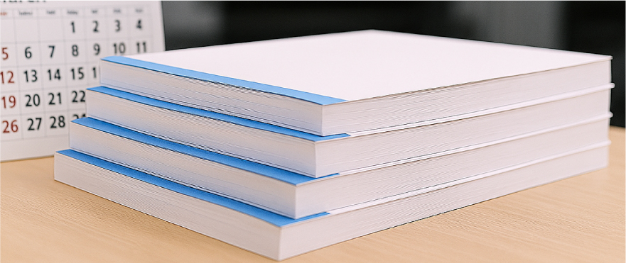 数冊積まれたテキスト冊子